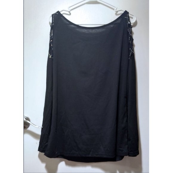 Sparkly Black Caged Shoulder Tee - Picture 6 of 7